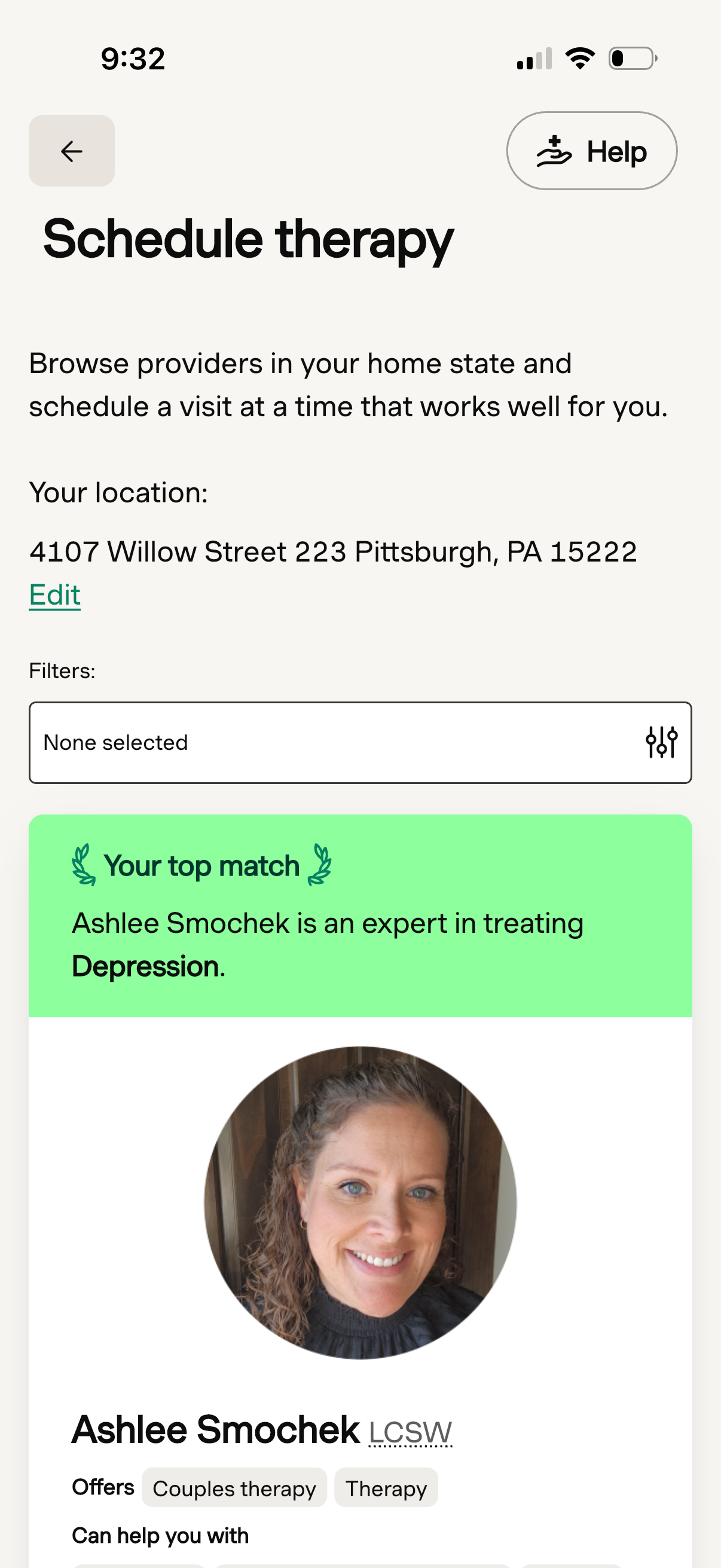 spring-health search screenshot